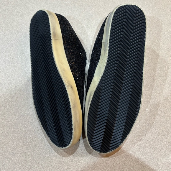 GOLDEN GOOSE Super-Star distressed glittered leather suede slip-on sneakers 41 - Picture 6 of 17